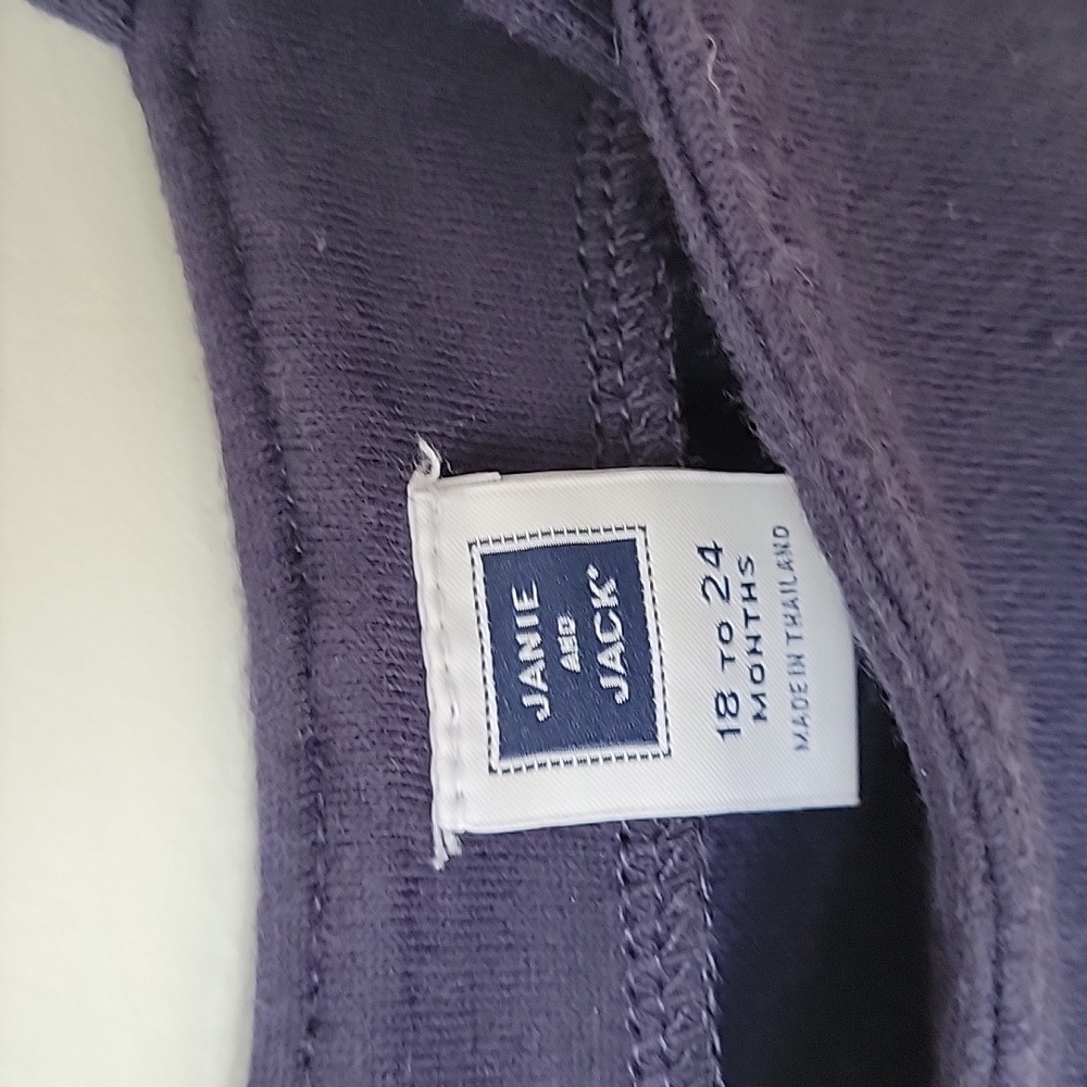 Janie & Jack Navy Knit Overalls, 18/24M - Picture 2 of 3